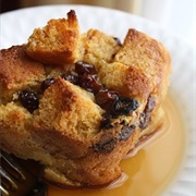 Bread Pudding Drizzled With Corn Syrup