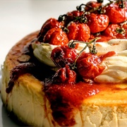 Vanilla Cheesecake With Tomato, Strawberry & Basil