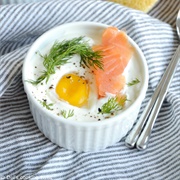 Creamy Baked Eggs With Salmon