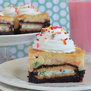 Cake Batter Cheesecake Brownies