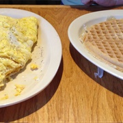 E-Z Ed's Special (Chicken Liver Omelet & Waffles)