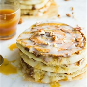 Banana Swirl Cinnamon Roll Pancakes