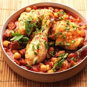 Chickpea Chicken Chorizo Bake
