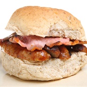 Bacon Ham and Sausage Sandwich