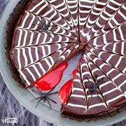 No Bake Bloody Spider Web Chocolate Tart
