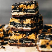 Cookies & Cream Brownie Pumpkin Cheesecake Bars