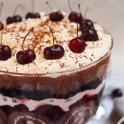 Chocolate Custard Dotted With Cherries