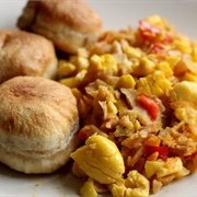 Ackee & Saltfish With Fried Dumplings, Jamaica