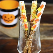 Candy Corn Pretzel Rods