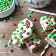 M&M Cookie Dough Stuffed Fudge