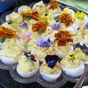 Edible Flower Deviled Eggs