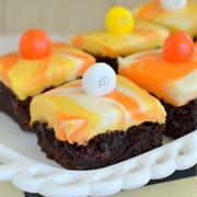 Candy Corn M&M's Fudge Brownies