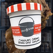 Chocolate Caramel Potato Chip Cupcake