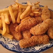 Breaded Chicken Goujons With Chips