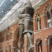 The Meeting Place Statue, St. Pancras Station, UK