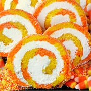 Candy Corn Vanilla Swiss Cake Roll
