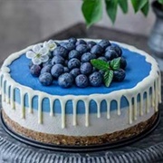 White Chocolate Blue Spirulina Cheesecake