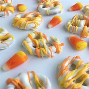 Candy Corn Chocolate Covered Pretzels