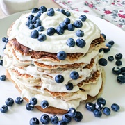 White Chocolate Cheesecake Blueberry Pancakes