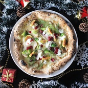 Turkey and Sprout Alfredo Pizza