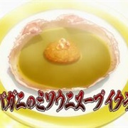 Red King Crab Innards and Seas Urchin Soup With Salmon Roe