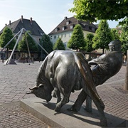 Man Pulling a Bull, Tuttlingen, Germany