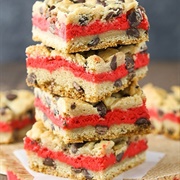 Red Velvet Cheesecake Chocolate Chip Cookie Bars