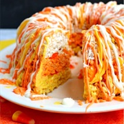 Candy Corn Krispie Cake