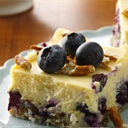 Lemon Blueberry Pretzel Cheesecake