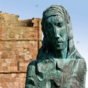 Statue of St Cuthbert, Lindisfarne, UK