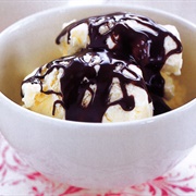 Vanilla Ice Cream With Hot Chocolate Sauce