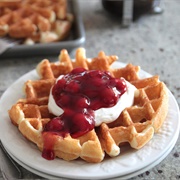 Cherry Cheesecake Sour Cream Waffles