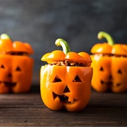 Jack O' Lantern Stuffed Peppers