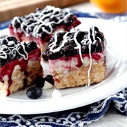 Blueberry and White Chocolate Cheesecake Rice Krispies Treats
