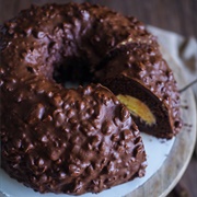 Chocolate Almond Coated Chocolate Cheesecake Bundt