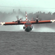 Water Bomber Picking Up Scuba Diver