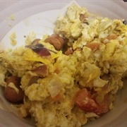 Macaroni, Eggs, and Hot Dog