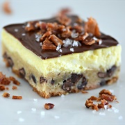 Bacon Sea Salt Cheesecake Bars With Chocolate Chip Cookie Crust