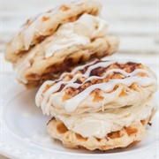 Cinnamon Roll Waffle Ice Cream Sandwiches