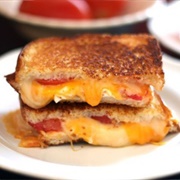 Three Cheese and Tomato Grilled Cheese Sandwich