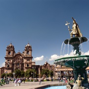 Inca Monument, Plaza De Armas, Cusco, Peru