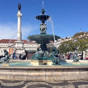 Rossio Square North Fountain, Lisbon, Portugal