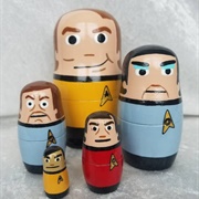 Kirk, Spock, Dr. McCoy, Chekov, Sulu