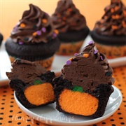 Cheesecake Pumpkin Filled Chocolate Cupcakes