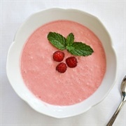 Frothy Pink Soup With Raspberries