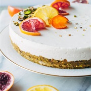 Blood Orange and Cardamom Pistachio Greek Yogurt Cheesecake
