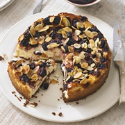 Baked Dark Cherry and Almond Cheesecake