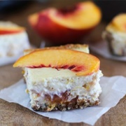 Peach Almond Yogurt Cheesecake Bars