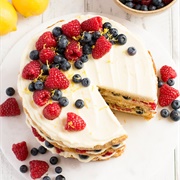Blueberry Raspberry Cake With Maple Icing