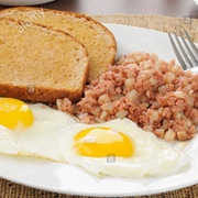 Corned Beef Hash With Eggs & Toast